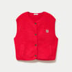 Gilet sans manches fausse fourrure rouge femme