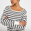 Pull ample manches longues fin blanc femme