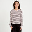 T-shirt ajust&eacute; col rond manches longues rose femme