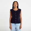Gilet sans manches bleu marine femme