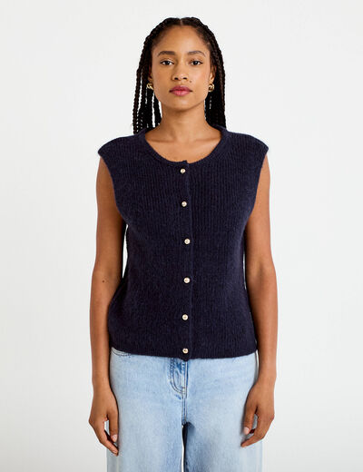 Gilet sans manches bleu marine femme