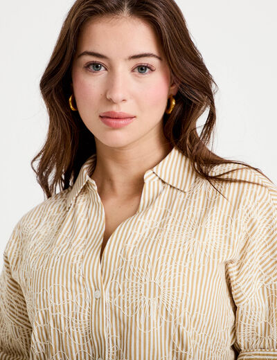Blouse boyfriend manches 3/4 beige moyen femme