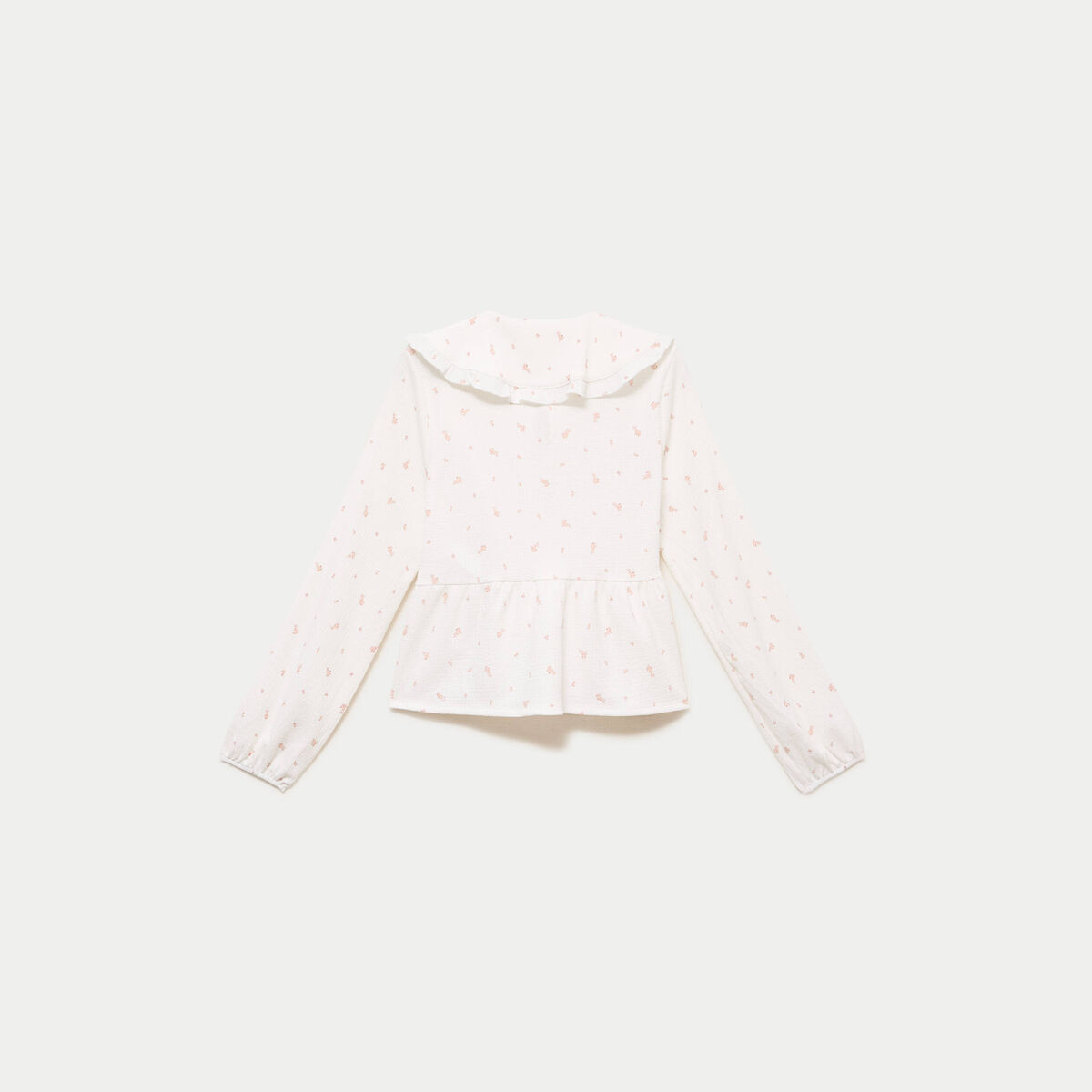 Blouse manches longues avec noeuds ecru femme