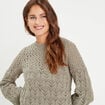 Robe tricot &eacute;vas&eacute;e ajour&eacute;e vert kaki femme