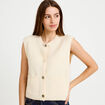 Gilet manches courtes fausse fourrure ecru femme