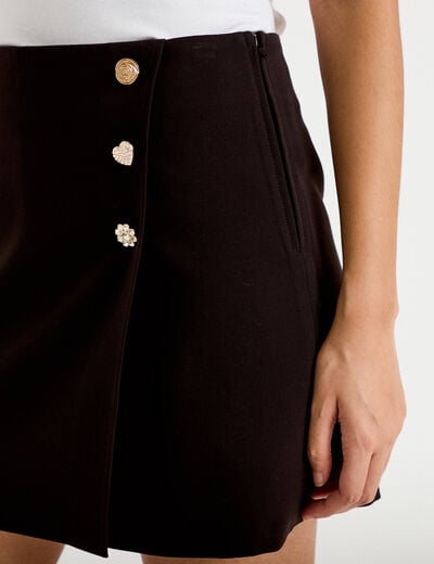 Jupe-short &eacute;vas&eacute;e taille haute noir femme