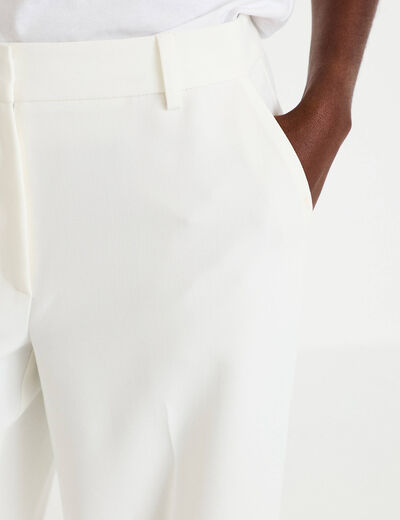Pantalon bootcut taille standard ecru femme