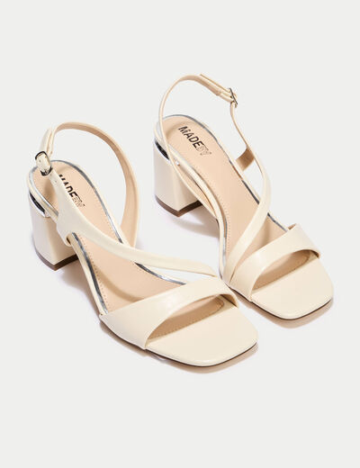 Sandales &agrave; talon ecru femme