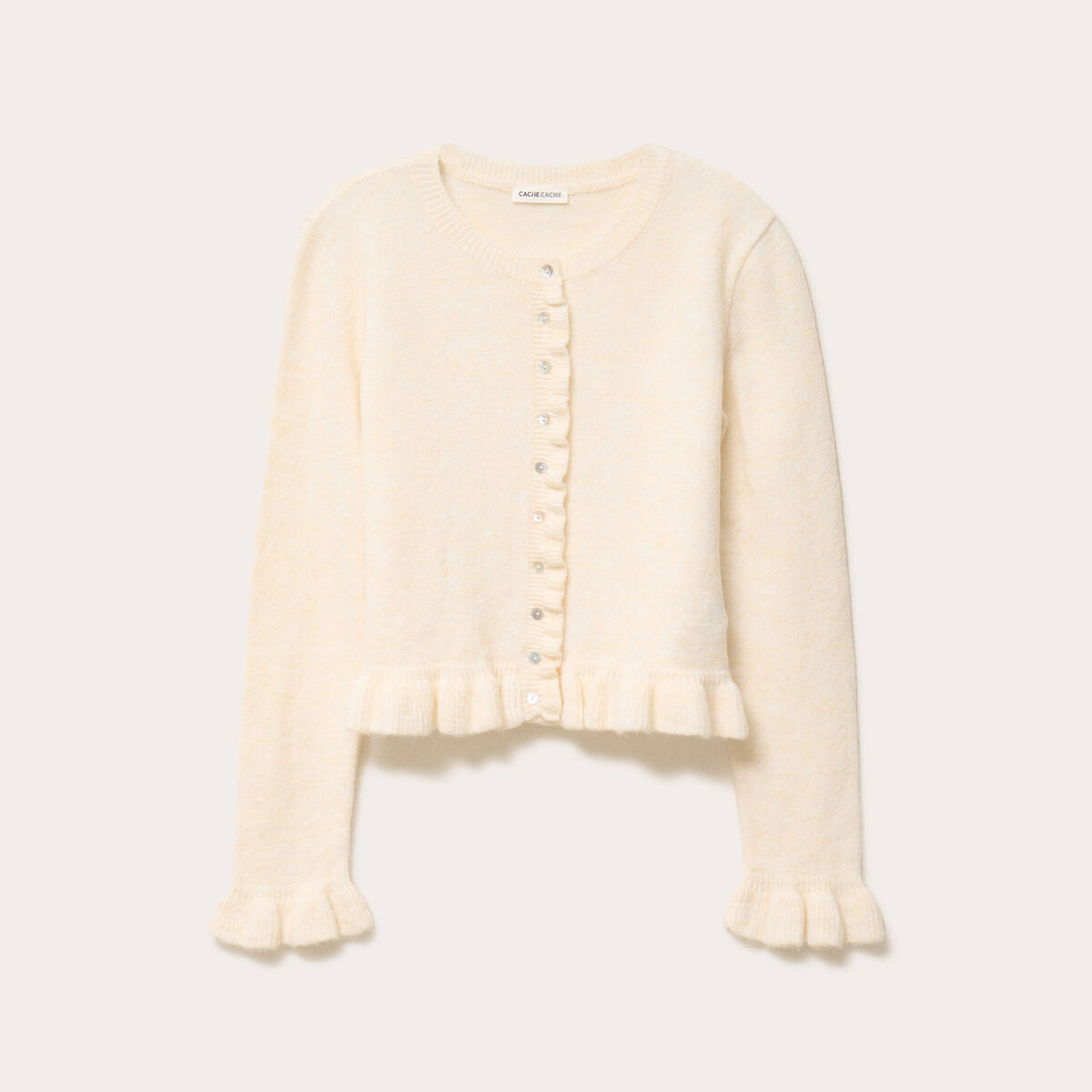 Gilet manches longues ecru femme