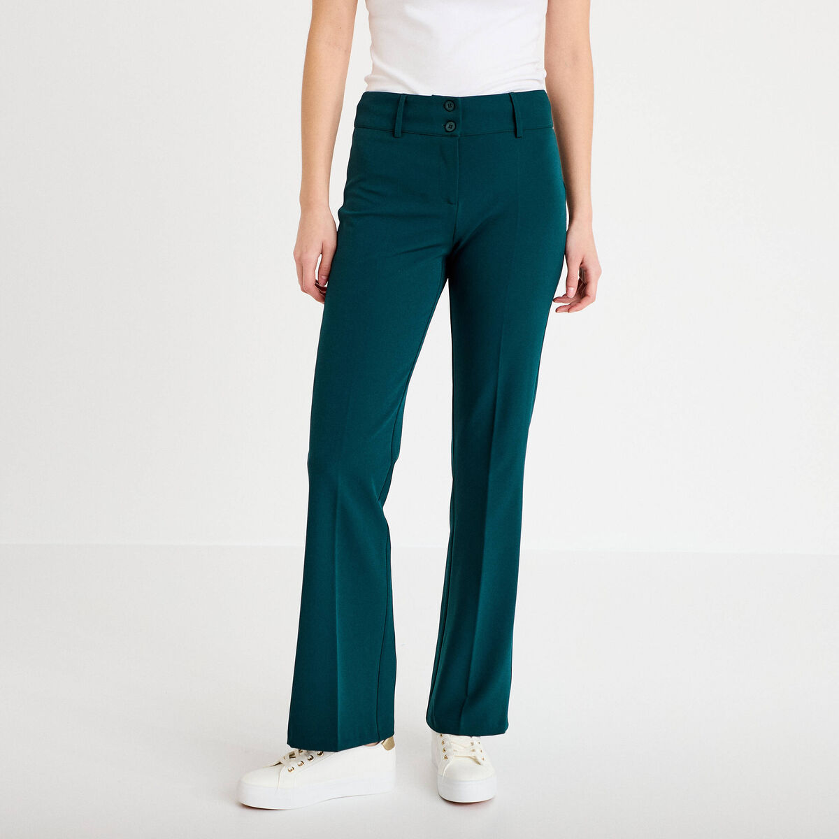 Pantalon flare vert fonc&eacute; femme