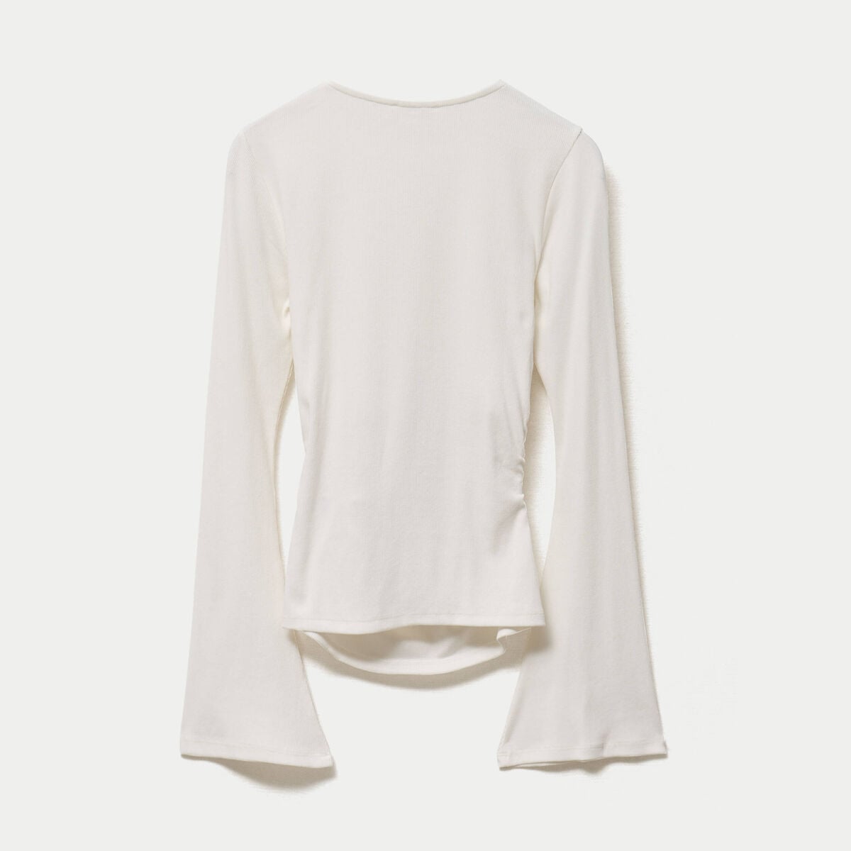 T-shirt ajust&eacute; col rond manches longues ecru femme