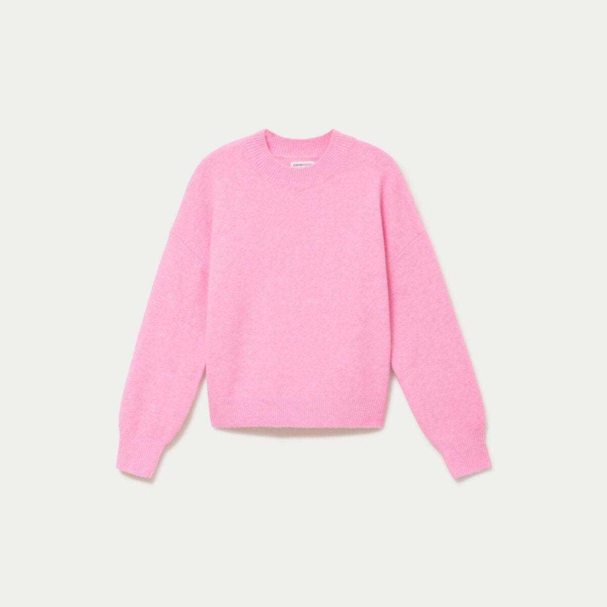Pull col rond rose femme