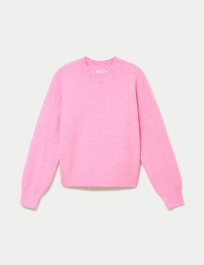 Pull col rond rose femme