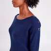 Pull avec boutons bleu marine femme