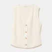 Gilet sans manches col v ecru femme