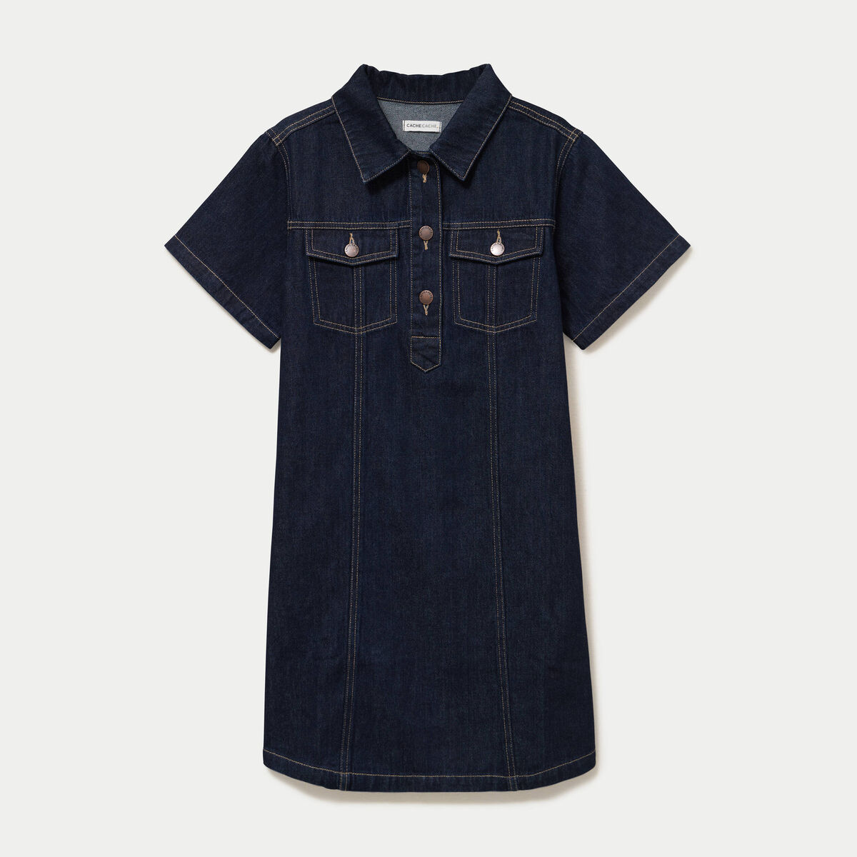 Robe droite en jean denim brut femme