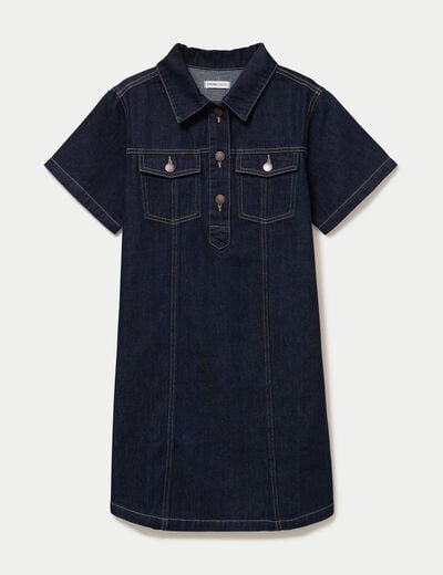 Robe droite en jean denim brut femme