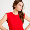 T-shirt col rond sans manches rouge femme