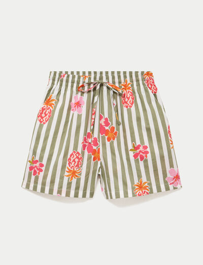 Short coupe droite large blanc femme