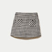 Jupe-short trap&egrave;ze tweed taille haute noir femme