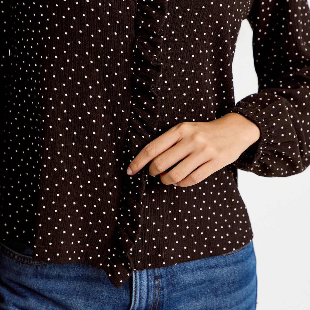 Blouse manches longues marron femme