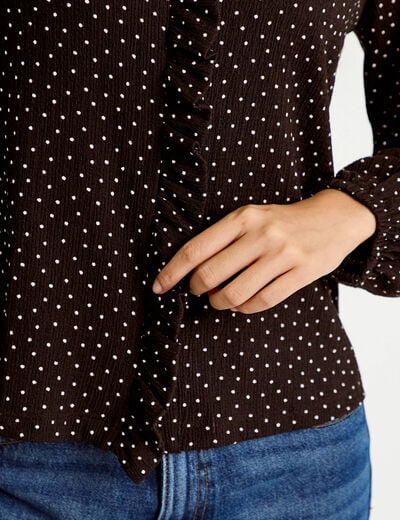 Blouse manches longues marron femme