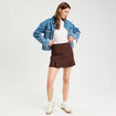 Jupe-short droite fentes marron fonc&eacute; femme