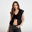 Gilet manches courtes aspect dentelle noir femme