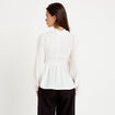 Blouse p&eacute;plum manches longues pliss&eacute;e ecru femme