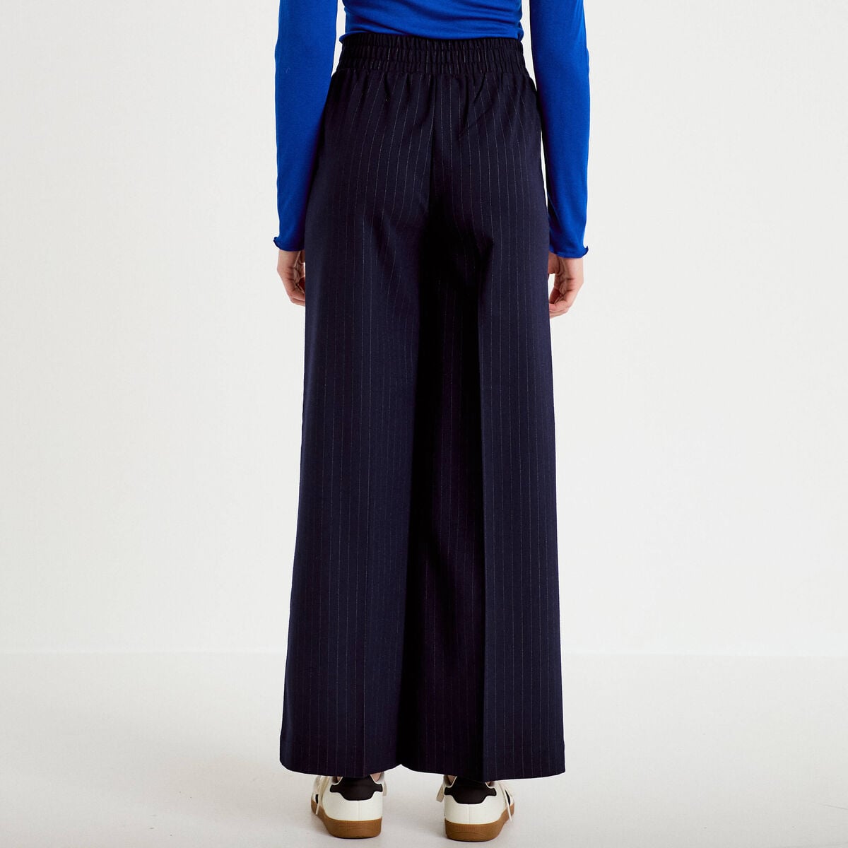 Pantalon bootcut taille standard bleu marine femme
