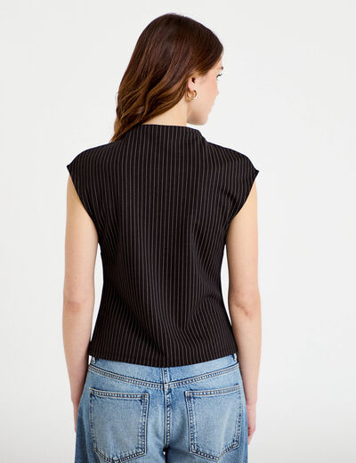 T-shirt ajust&eacute; sans manches noir femme