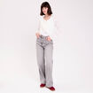 Gilet cintr&eacute; ajour&eacute; manches longues ecru femme