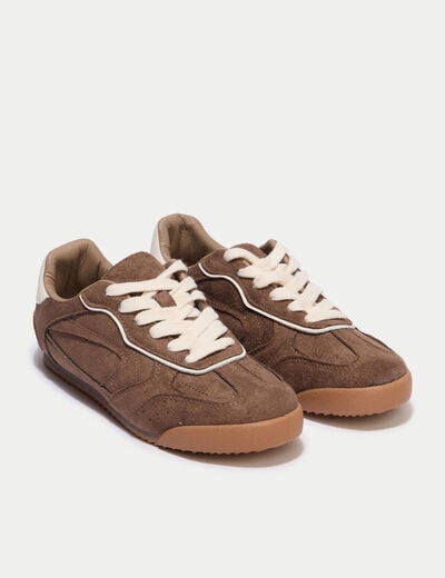 Basket aspect daim beige femme