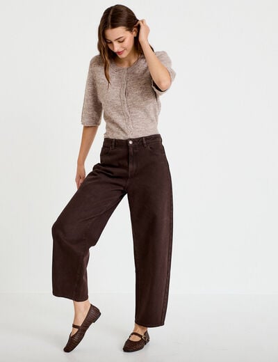 Jean bootcut taille standard marron fonc&eacute; femme