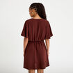 Robe courte &eacute;vas&eacute;e col v manches courtes marron femme