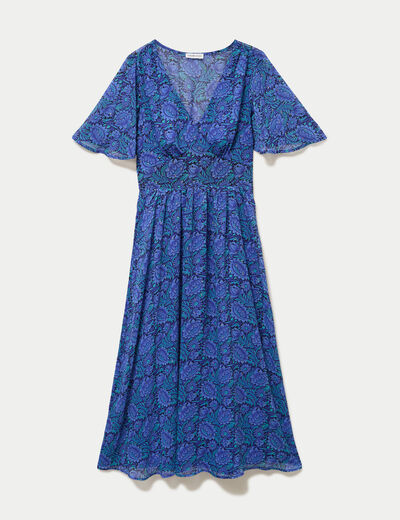 Robe longue &eacute;vas&eacute;e col en V noir femme