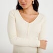 T-shirt c&ocirc;tel&eacute; ajust&eacute; manches longues ecru femme