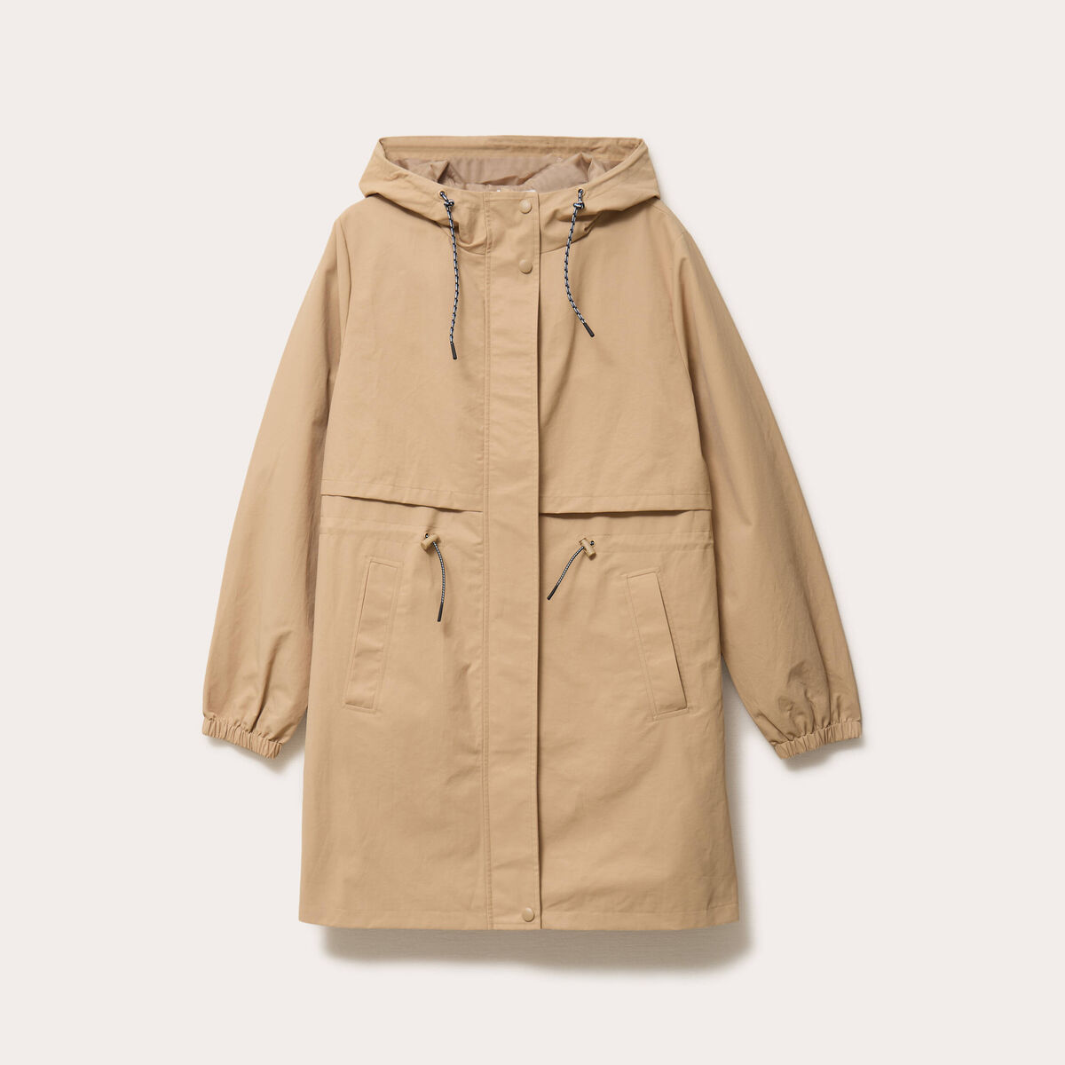 Parka &agrave; capuche taille ajustable beige femme