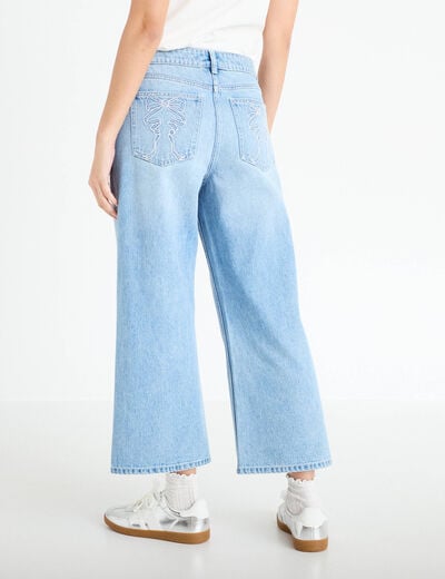 Jean wide leg cropped Bridgerton denim triple stone femme