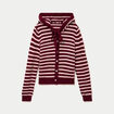 Gilet &agrave; capuche manches longues bordeaux femme