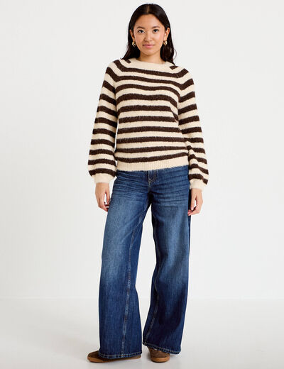 Jean wide leg taille standard denim stone femme