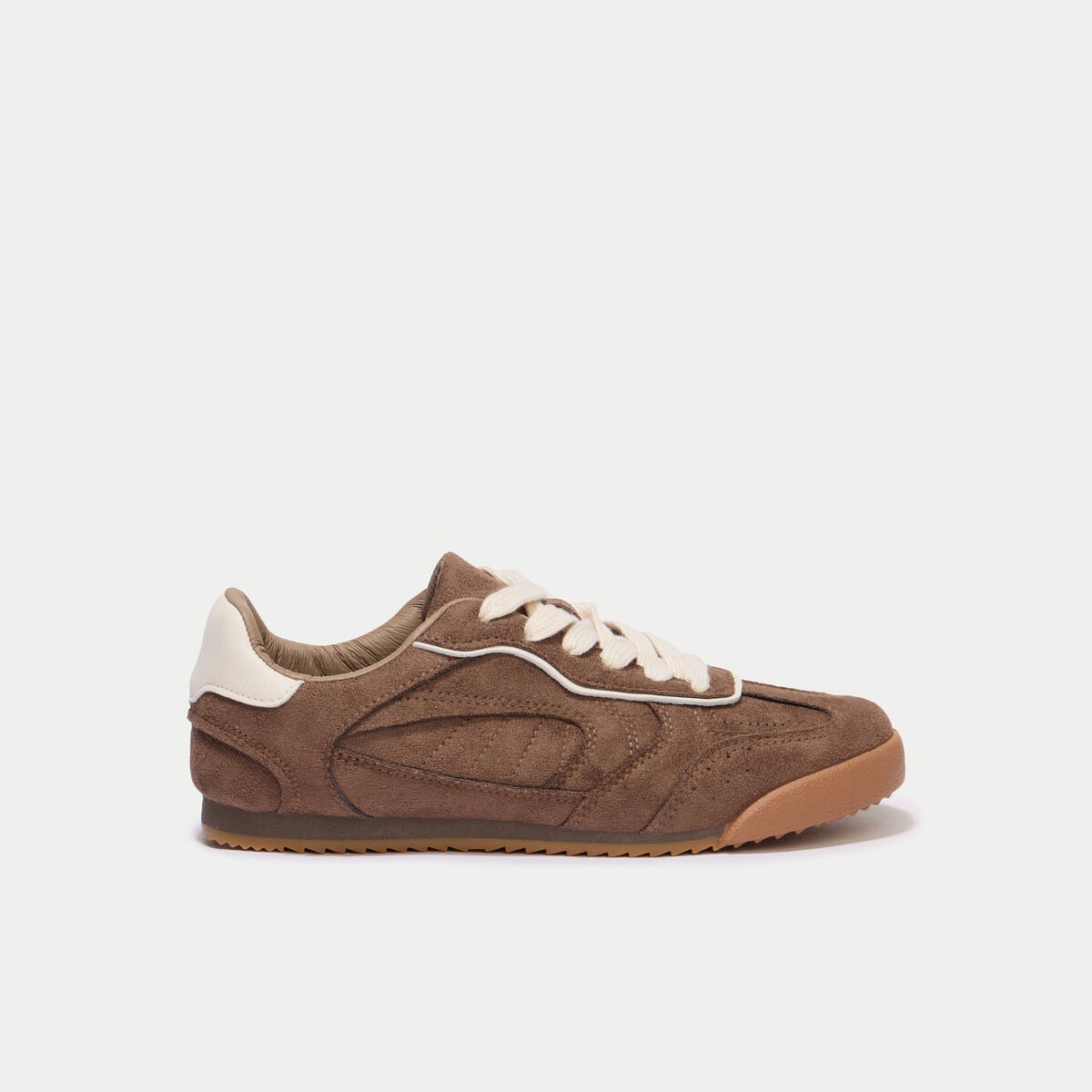 Basket aspect daim beige femme