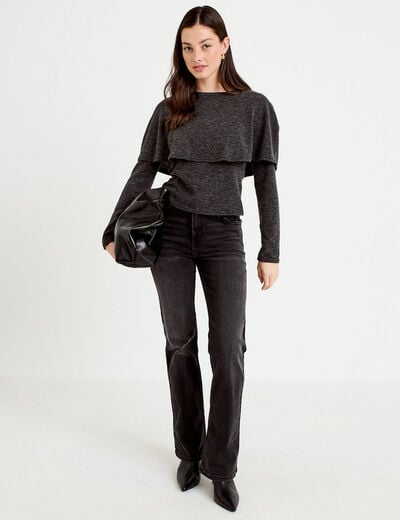 Jean bootcut avec ceinture amovible denim noir femme