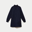 Robe droite col chemise manches longues bleu marine femme