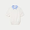 Polo col chemise manches courtes blanc femme