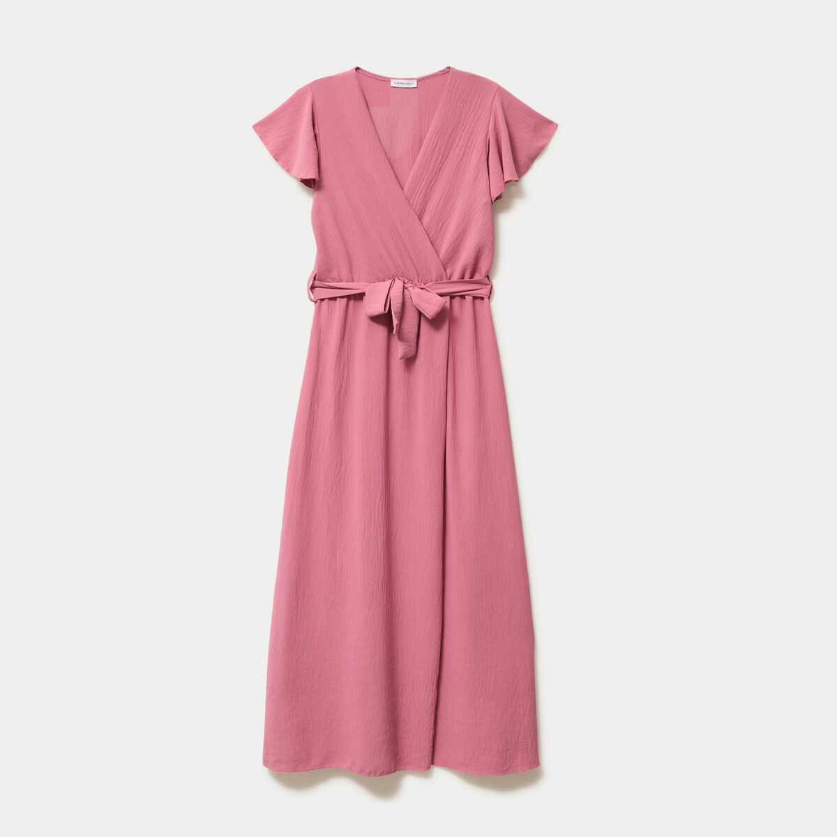Robe longue &eacute;vas&eacute;e manches courtes vieux rose femme