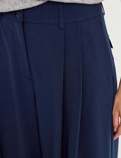 Pantalon large &agrave; pinces bleu marine femme
