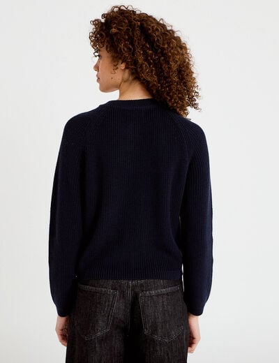 Gilet manches longues bleu marine femme
