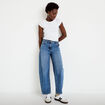 Jean barrel cropped taille standard bleu gris femme