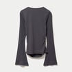 T-shirt ajust&eacute; col rond manches longues gris fonc&eacute; femme